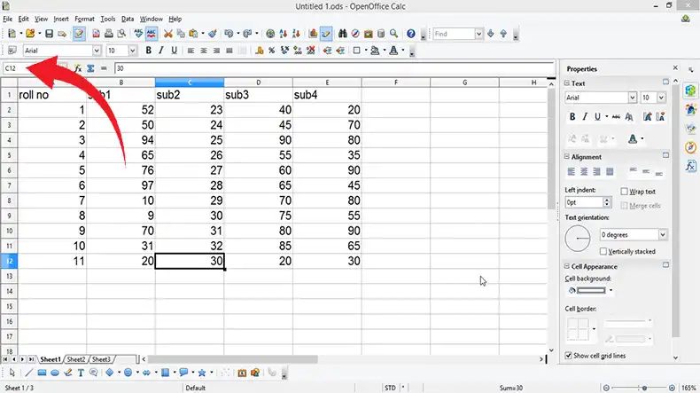 what is an active cell in open office calc