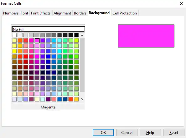 Choose Cell Background Color