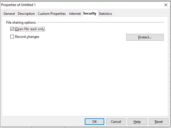 clicking File Properties  Security  Open File Read-Only  OK.